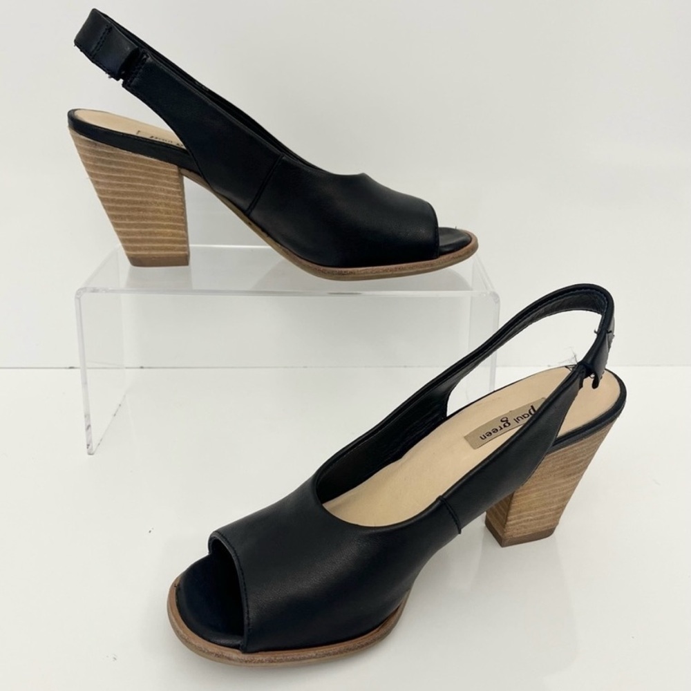 PAUL GREEN Savanah Slingback Peep Toe Leather Sandals in Black Women US 5 - Picture 4 of 13